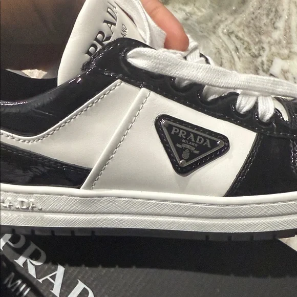 Prada Monochrome Leather Sneakers - Picture 14 of 16